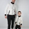 Спортен екип с горнище с цип в бяло и черно