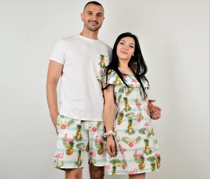 Дрехи за Двойки с Фламинго и Ананаси