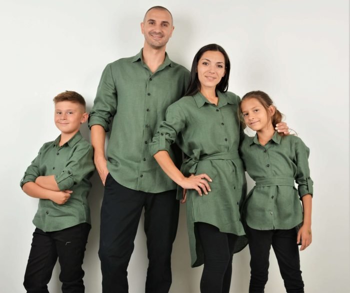 Еднакви Ризи за Цялото Семейство Войнишко Зелено