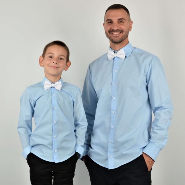 Мъжки и Детски Светлосини Ризи Дълъг Ръкав Мъжки и Детски Светлосини Ризи Дълъг Ръкав