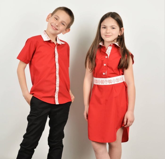 детска червена риза с шевица