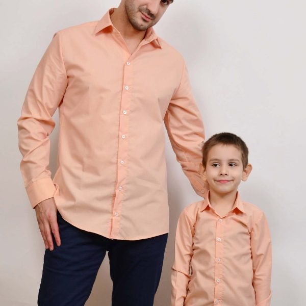 ризи за баща и момче цвят праскова ризи за баща и момче цвят праскова