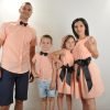 рокли и ризи мама татко момче и момиче цвят праскова
