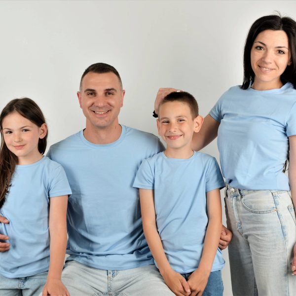 Изчистени Мъжки Дамски и Детски Тениски Светлосиньо