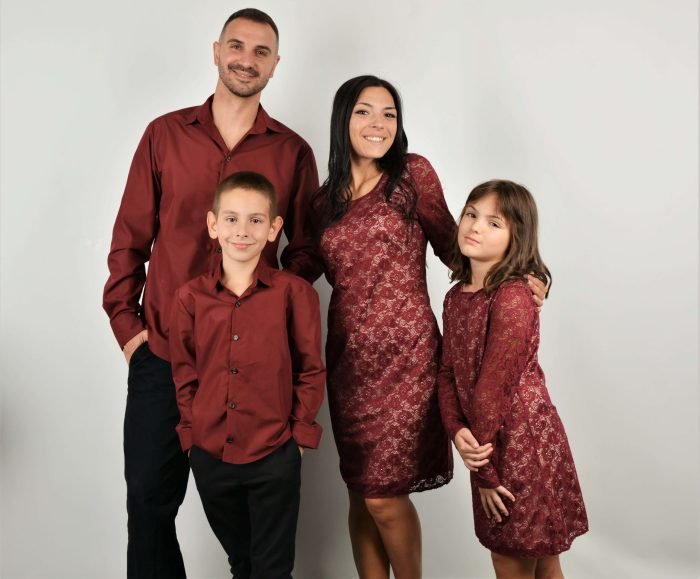 Официални Дрехи за Семейство с Дълъг Ръкав Червено Официални Дрехи за Семейство с Дълъг Ръкав Червено