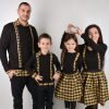 Комплект памучни пуловери и поли в горчица каре