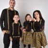 Комплект памучни пуловери и поли в горчица каре