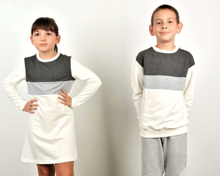 Памучни суичъри и рокли в бяло и сиво