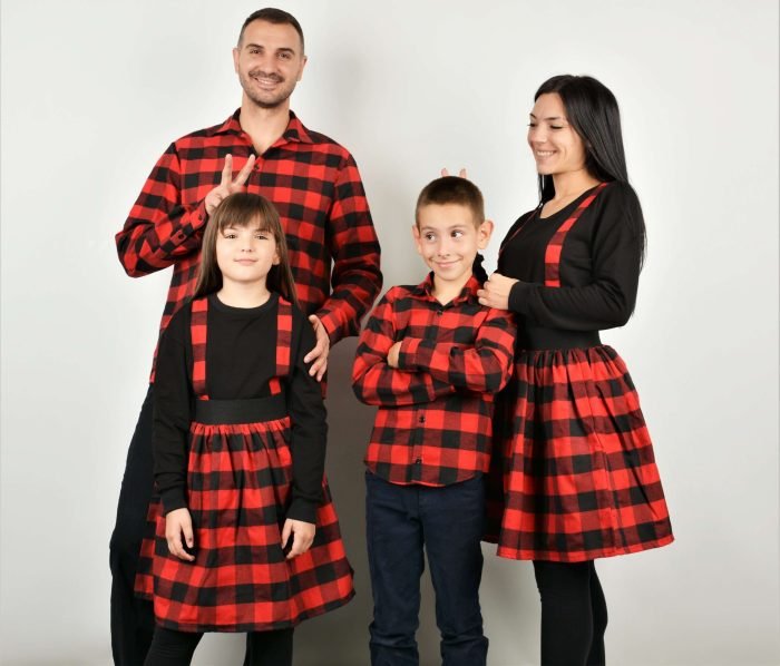 Коледни Дрехи за Цялото Семейство Червено Каре Карирани ризи, поли и блузи BUFFALO