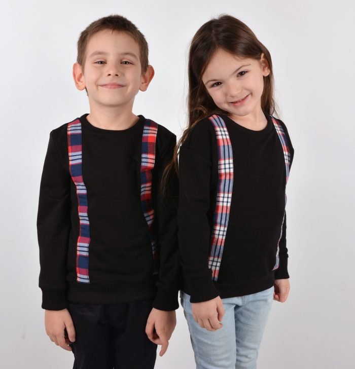 детски коледни дрехи Комплект памучни пуловери и поли в червено каре