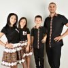 Черна риза, пола и тениска РОДИНА с етно мотив