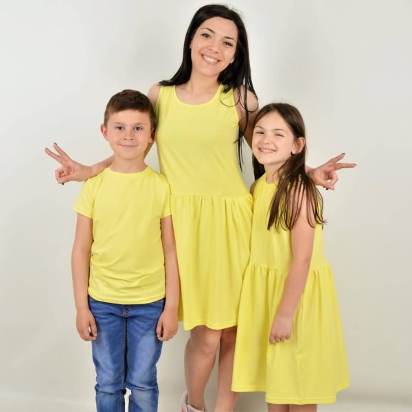 Ежедневни Рокли Мама и Бебе Жълто Детска рокля 128-134