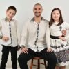Детски ризи и поли с народни мотиви РОДИНА синьо с дълъг ръкав