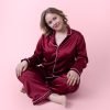 Мама в сатенени пижами в бордо - част от комплекта Мама и Аз